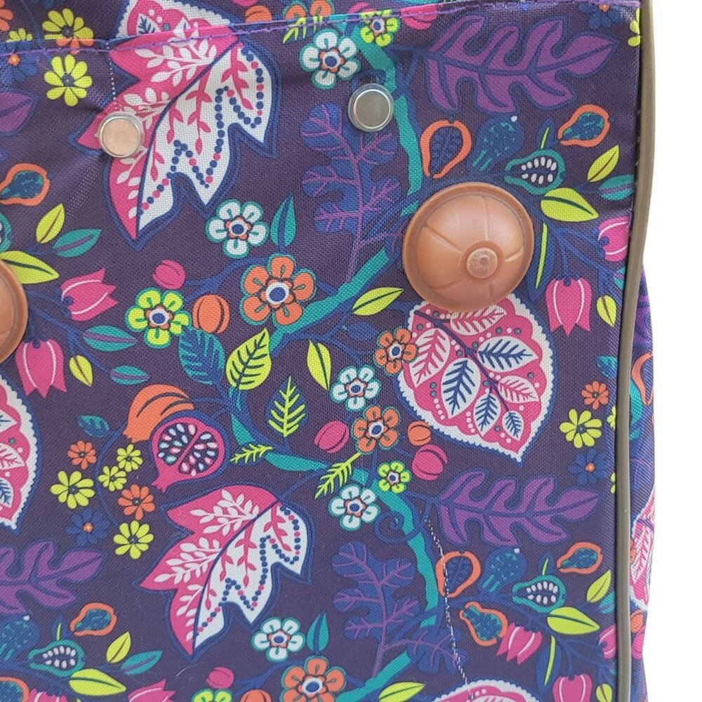Lily Bloom Wheeled Duffel Bag 20" Raking It In Living Large Purple Floral Mater - Picture 11 of 16